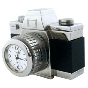 Timex Silver and Black Camera Clock